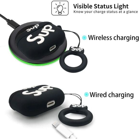 Apple AirPods Pro (Gen 1&2) Case/Cover - Black Sup Silicone Airpods Pro Cover - Picture 4 of 8